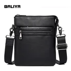 Black Shoulder Bag Black BALIYA Black Double Layer Men Shoulder Cross Body Genuine Leather Bag