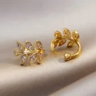 Crystal New Design Crystal Leaf Adjustable Earring Cuffs Women