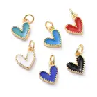 Charms PandaHall Small Golden Brass Enamel Heart Charms