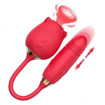2022  high quality women sex toy rose red shape vibrator silicone  clit suction vibrator pussy pump pussy stimulator