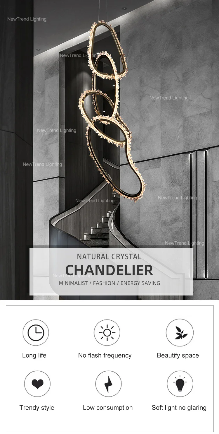 CPL-229 Contemporary Style Indoor Decoration Chandelier Show Room Villa Staircase Modern Round Crystal Pendant Light details