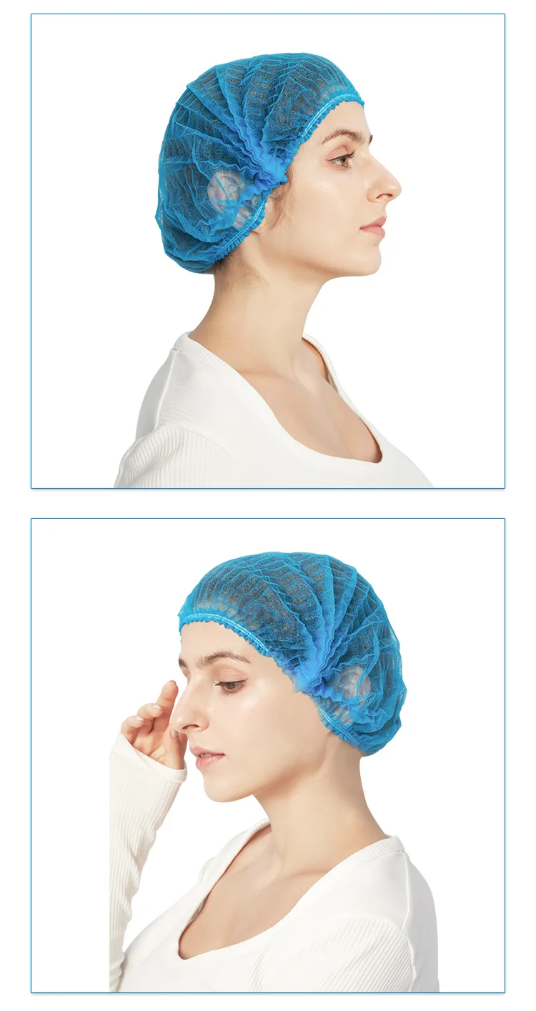 Latex Free Disposable Hair Net with PP Nonwoven Material to Prevent Hair Fall for Food Industry and Cleanroom