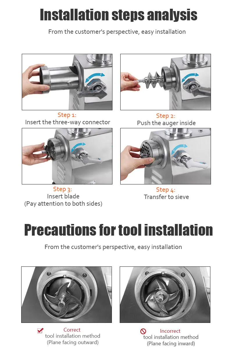 product yk 32w professional italian meat grinder for commercial use high power 1800w stainless steel blade easy clean durable-5
