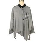 Long Sleeve Long Slevee Wholesale Grey Plaid Long Sleeve Stripe Loose Thin Shirt For Women
