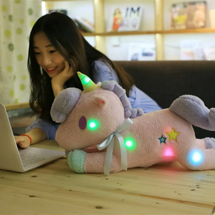 MB1 Factory 55cm Light Up Toy Stuffed Animal Baby Luminous Unicorn Plush Toy With Grow Electronic Led Unicorn Toy