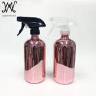 Glass Bottle Glassglassglass 500ml 16oz Rose Gold Color Plating Boston Round Glass Bottle With Trigger Head