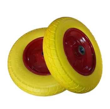 16INCH 4.00-8/4.00-10 Pu Foam Wheel With Steel plastic Rim 400-8 400-10 Wheel Barrow Tyre