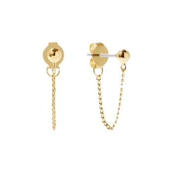 Laodun Double Wear Simple Zircon Stud Earrings Korean Style Drop Earring Jewelry Link Chain Earring for Women