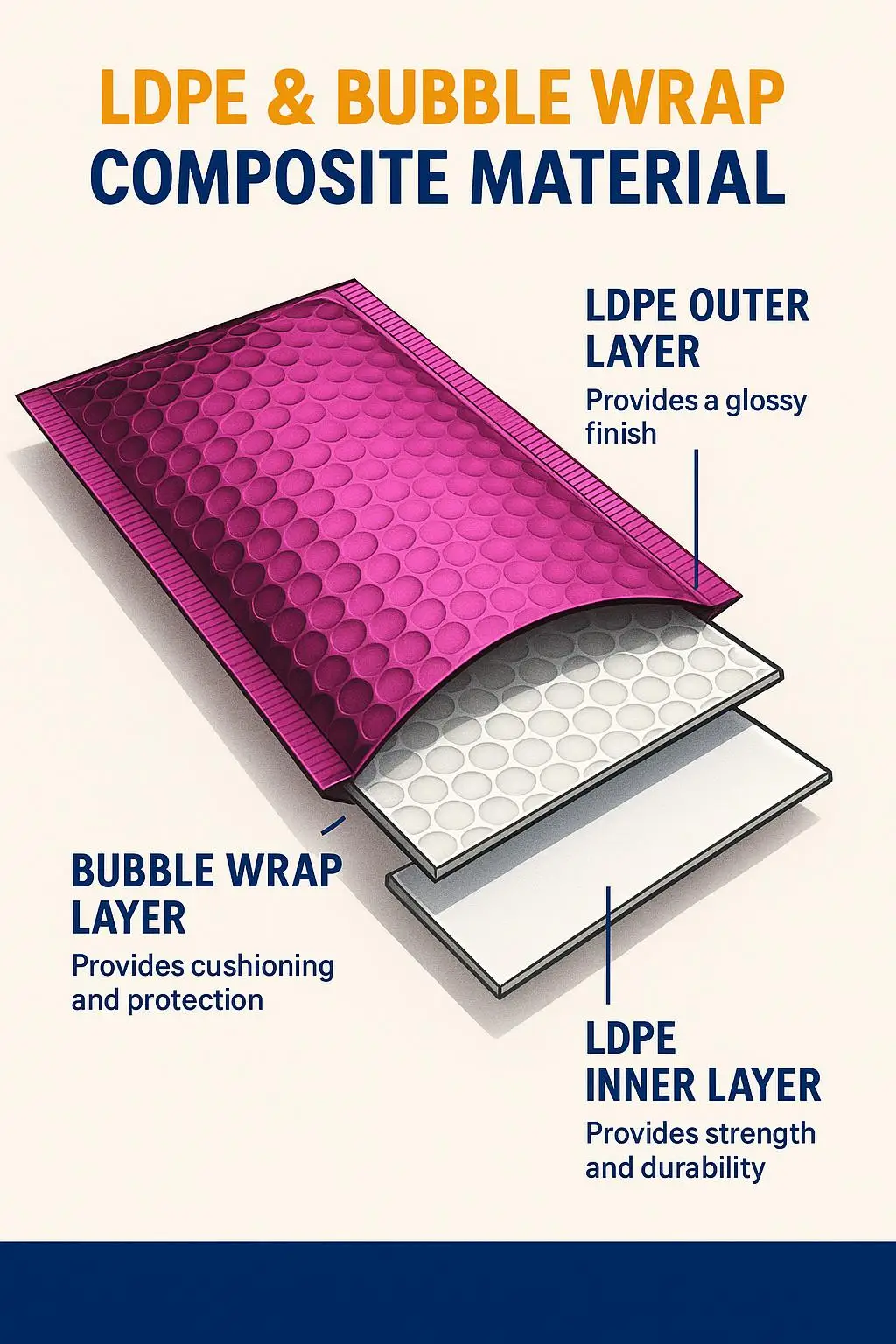 Custom Logo Printed Recycled Poly Bubble Mailer for E-commerce and Protective Padded Envelope Shipping - detail 4
