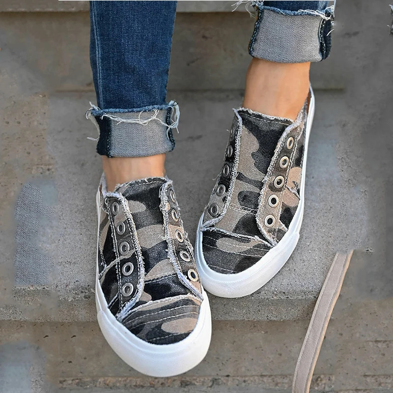 Non-slip Canvas Shoes Camouflage Flat 