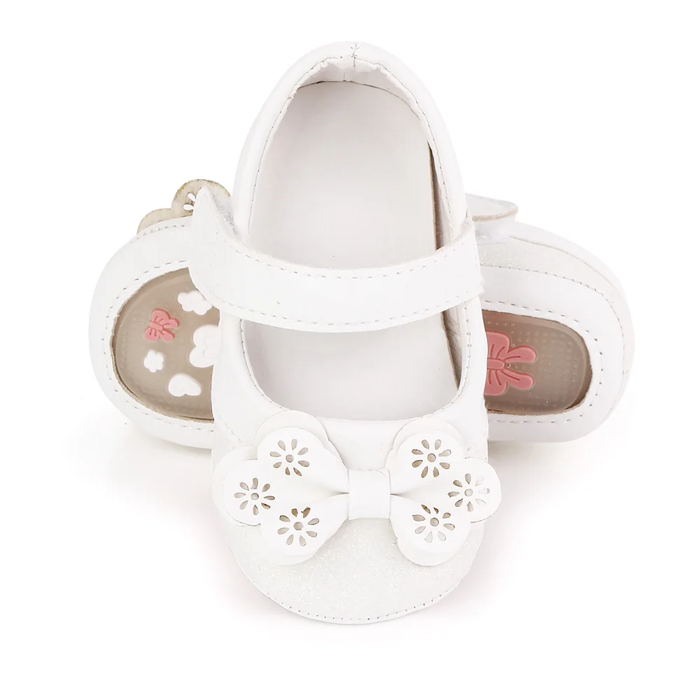 Baby Girls Princess Shoes Shining Glitter Hollow PU Bow Cute Soft Soled Toddler Shoes supplier