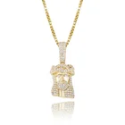 Silver Pendant New Iced Out 925 Sterling Silver Delicate Jesus Head Pendant Gold Plated Zircon Necklace