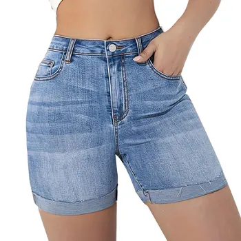 Casual Design Women's Jeans Denim Short Hot Shorts Pants Female Loose Curling jeans short pants for women