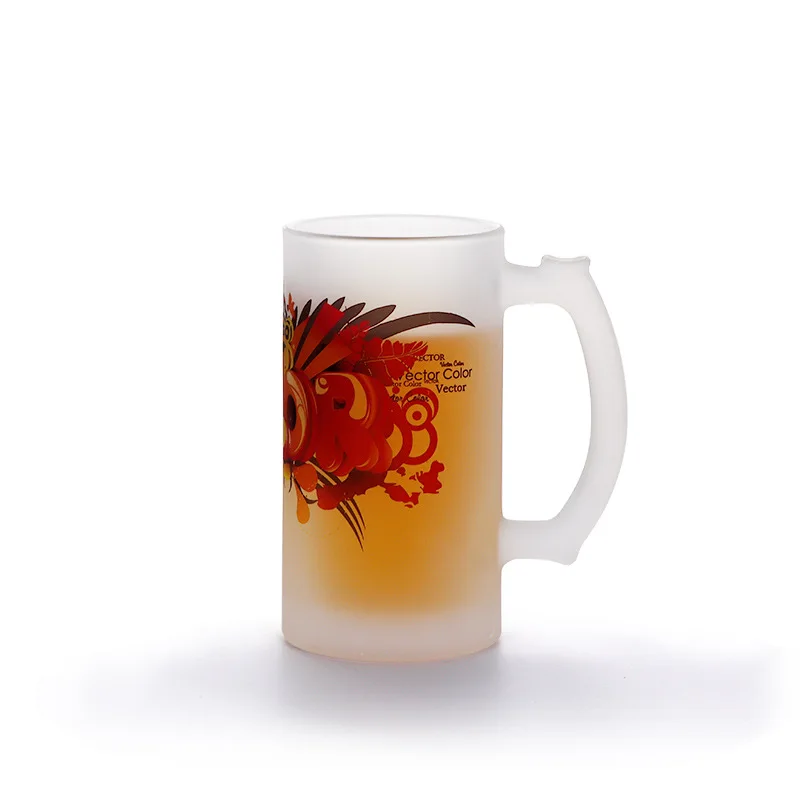 ZY34 Wholesale DIY Advertising Cups Beer Glass Thermal Transfer Coating Blank Glass Sublimation Beer Mug