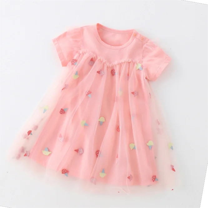 kids lace dress cotton dress 100% for kids pink kids ball gown dress