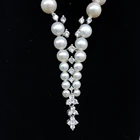 New Diamonds New Arrivals Banquet V Shape White Round Sterling Silver Diamonds Necklace
