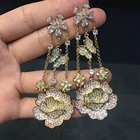 Unique Earrings Gold Plated Unique Statement Big Chunky Flower Luxury Earrings