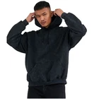 Cotton Black Hoodie Wholesale Men Vintage Inspired Wash 50% Cotton 50% Polyester Oversize Black Hoodie
