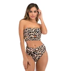 Top Beachwear Tube Top Swimsuit Leopard Print Split High Waist Swimsuit Beachwear Summer Women's Swimsuits