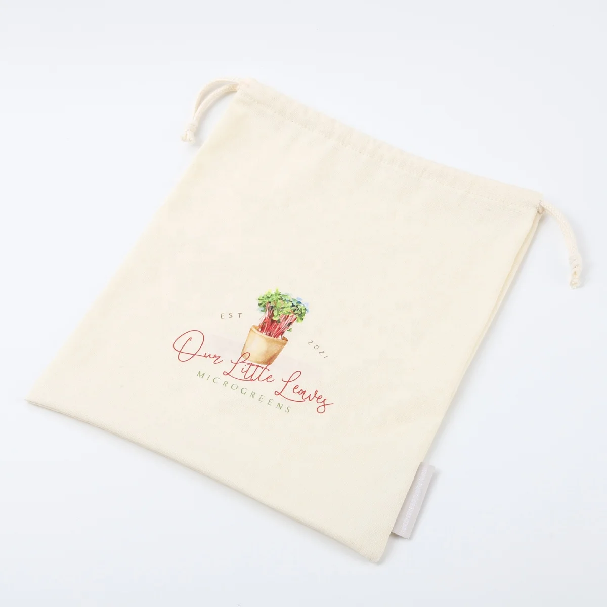 Customized Hot Stamping Gift Cotton Dust Bags Beige Cotton Linen Drawstring Pouch For Gifts