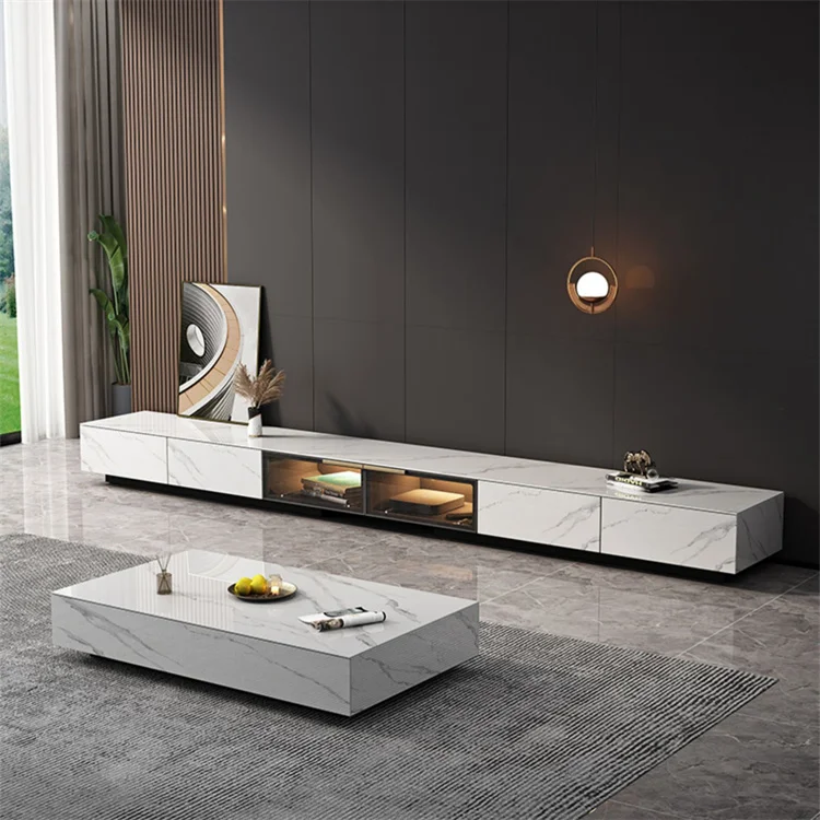 YQ Forever Hot Sale Modern Luxury TV Stands Black Gold Home Furniture white TV Stand Cabinet