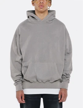 OEM designer brand streetwear heavy washed grey hoodie acid wash oversized hoodie vintage men heavyweight french terry hoodie