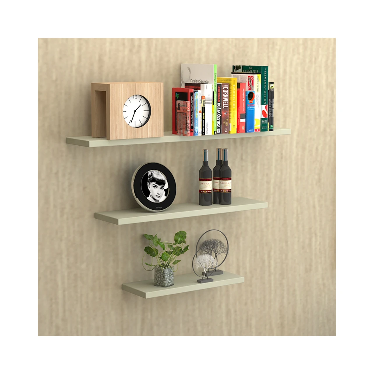 1 3 Floating Wooden Wall Mount Shelves Display Unit MDF Shelf Set Book Storage 