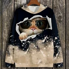 Clothing Polyester Wholesale Designer Men's Clothing 2021 New Arrivals Custom 3d Printed Cat Hoodie Sweatshirts