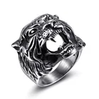 Ring Men Angry Tiger Head Ring Cool Design Titanium Steel Animal Men Ring