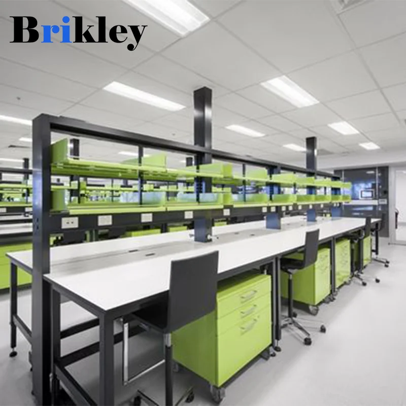White and black phenolic board laboratory countertop details