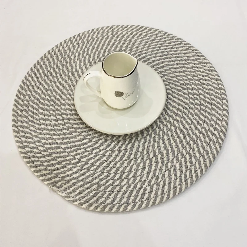 Eco friendly round Christmas decorative placemat  cotton rope table top dinner mat coaster