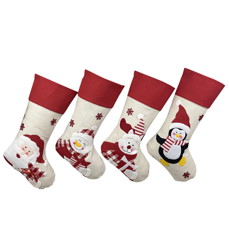 christmas decoration santa elk snowman pattern socks xmas candy