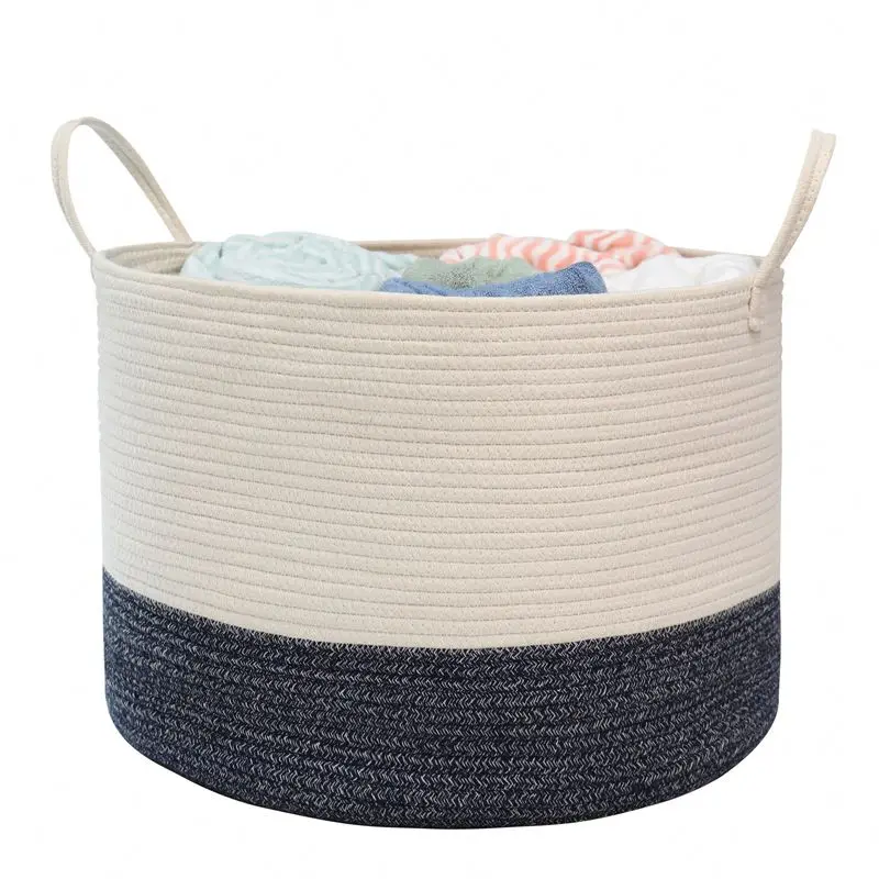 cotton rope handmade round woven laundry baskets cotton storage