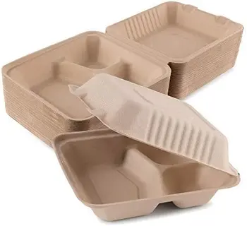 8 Inch Clamshell Styrofoam Containers 3 Compartment Food Biodegradable