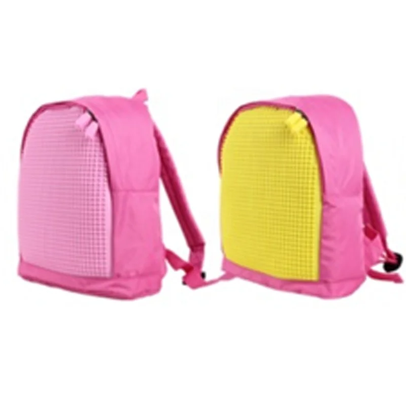 Wellfine New Pink Pixel Backpack Unique Jigsaw Puzzle Bag Schoolbag Educational DIY Toys Great Holiday Gift for Children