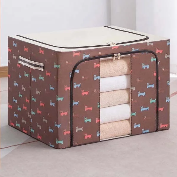 Quilt Folding Storage Box Large Clothes Box Finishing Box Steel Oxford Fabric Cloth New Frame Waterproof