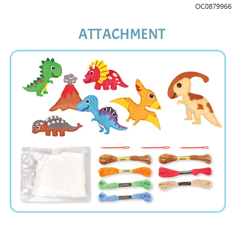 7pcs plush dinosaur patterns gifts and crafts set handmade fabric toy diy sewing kit for kids