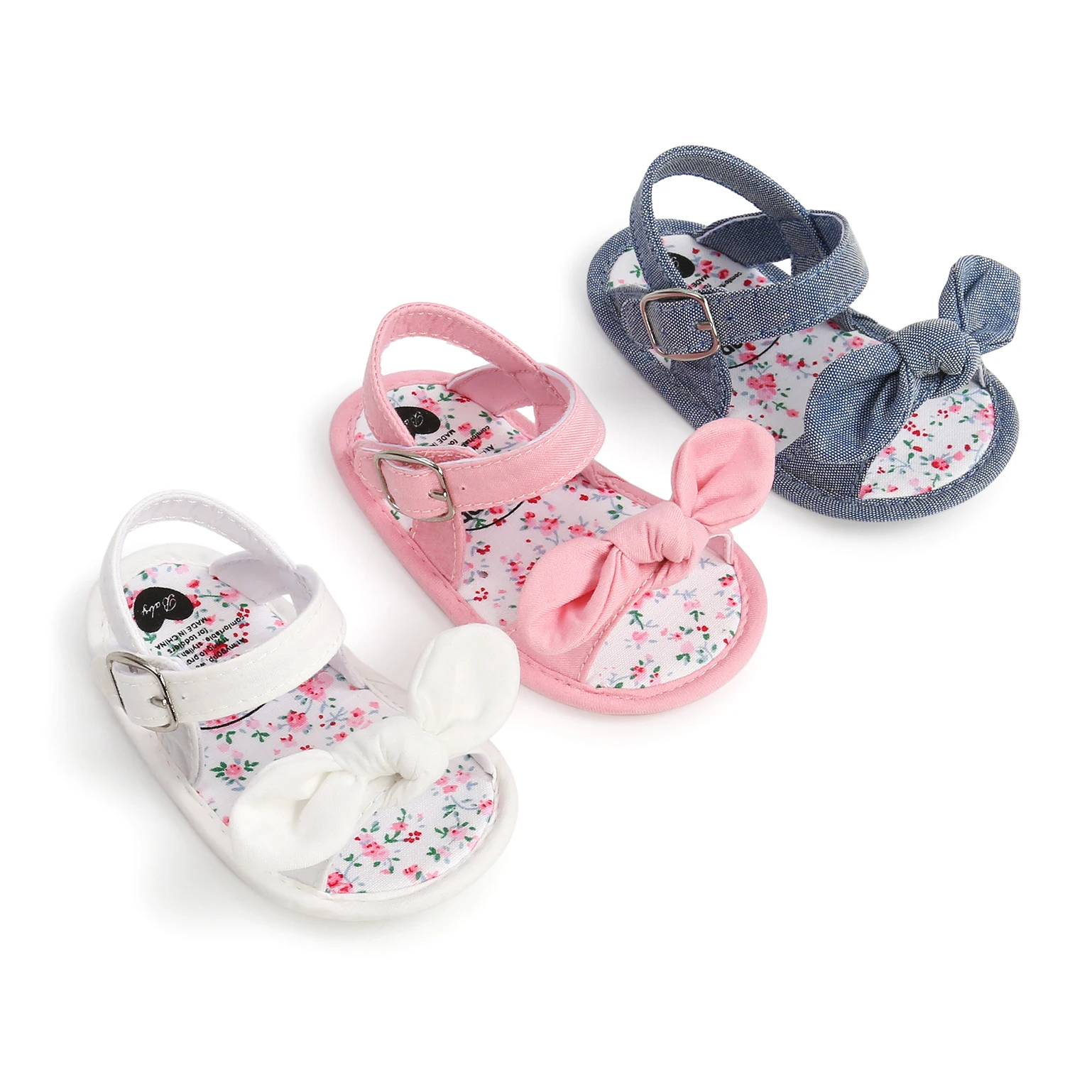 2023 New Bowknot Newborn Baby Princess Shoes Cotton Sole Light Weight Breathable Baby Girl Sandals