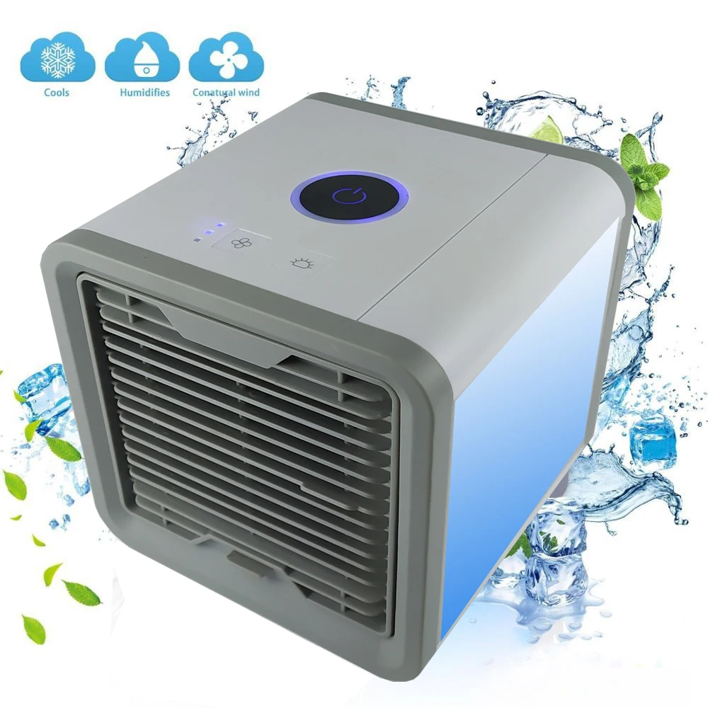Mini USB Air Purifier Humidifier Cooling with 7 Colors Light Changing Portable Handle Desktop Cooling Fan for Home Office 3 Fan Speed Personal Air Conditioner 2020 Upgraded Personal Air Cooler 