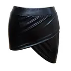 Skirt Mini 2021 New Women's Skirt Black Patchwork Pu Patent Leather Irregular Mini Skirt