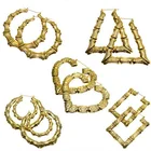 Bamboo Earrings Gold Plated Personalized Big Large Gold Custom Hoop Door Knocker Bamboo Earrings