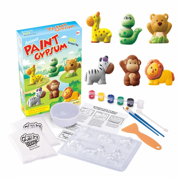 Children's DIY Toys Plaster Drawing Kit DIY painted plaster kit 3D plaster animal painting kit