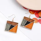 Wood Earrings Woodwood Hot Selling Wood Earrings African Geometric Wooden Splicing Earrings