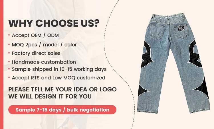 Vintage Mid Hop Wide Leg Baggy Botton Denim Fabric Jean Trousers Custom High Quality Fashion Casual Woven High Waist details