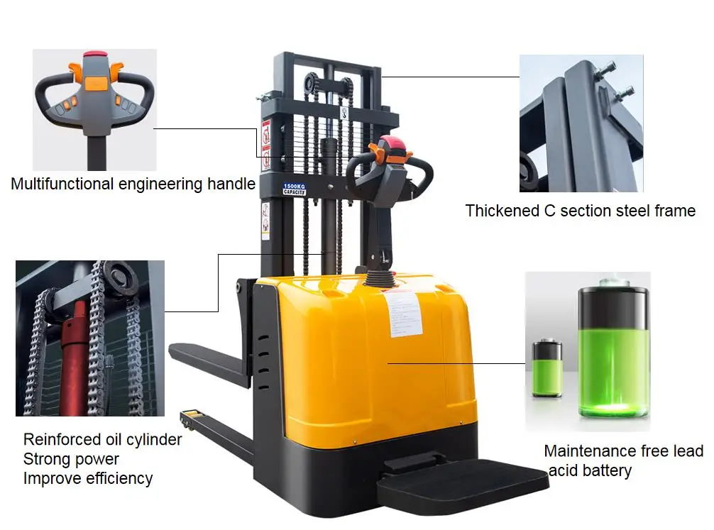 Full Electric Forklift Warehouse Automatic Stacker 1 Ton 1 5 Ton 2ton