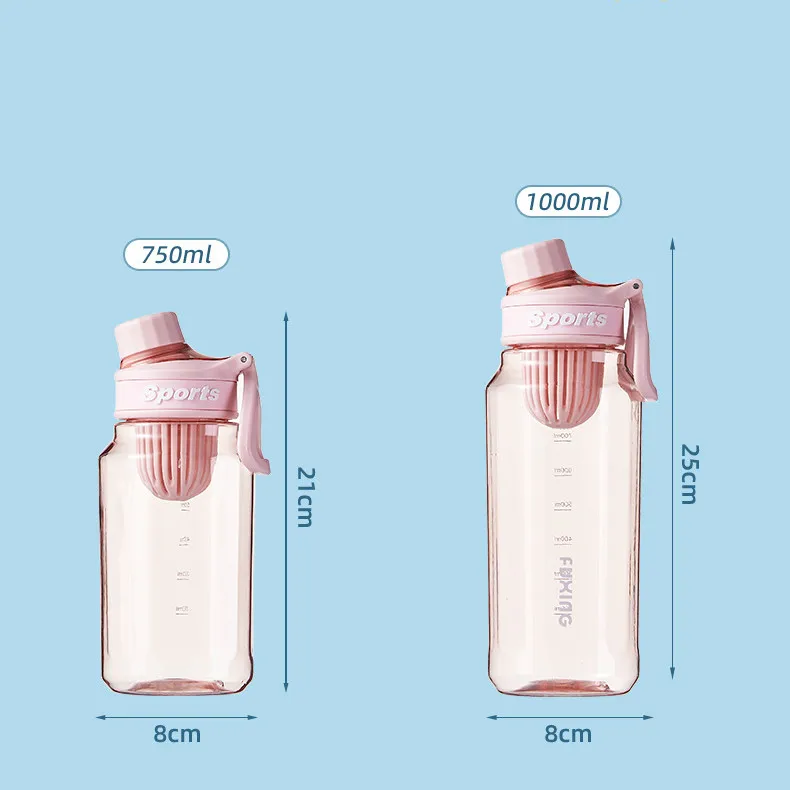 Minimalist  Adult Student Outdoor Travel 750ML 1000ML Portable Big Sports Water Cup Gym Plastic Water Bottle