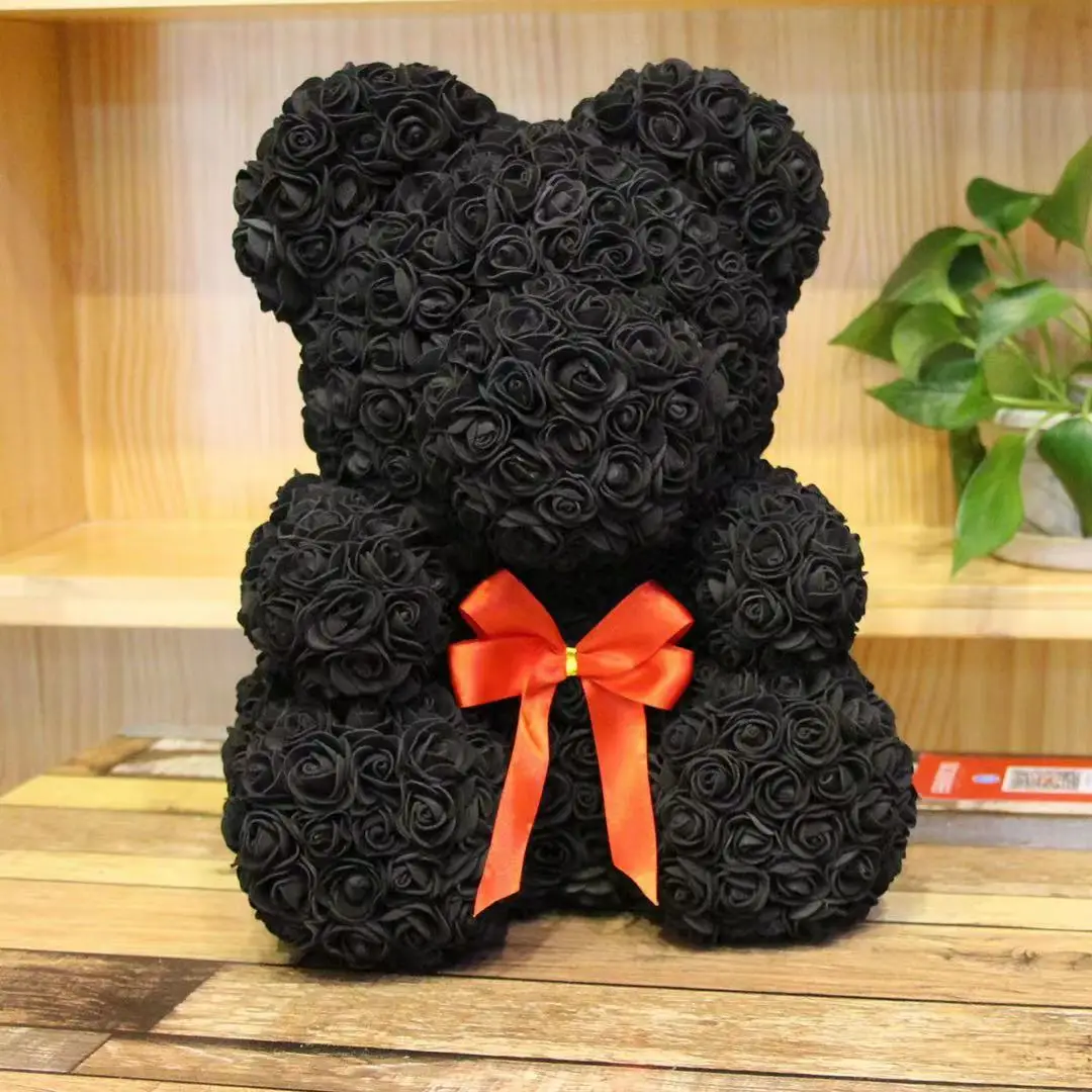 Hot Sale Women Valentine's Wedding Birthday Artificial 25 cm Flower Bear Teddy Mother Day Gift