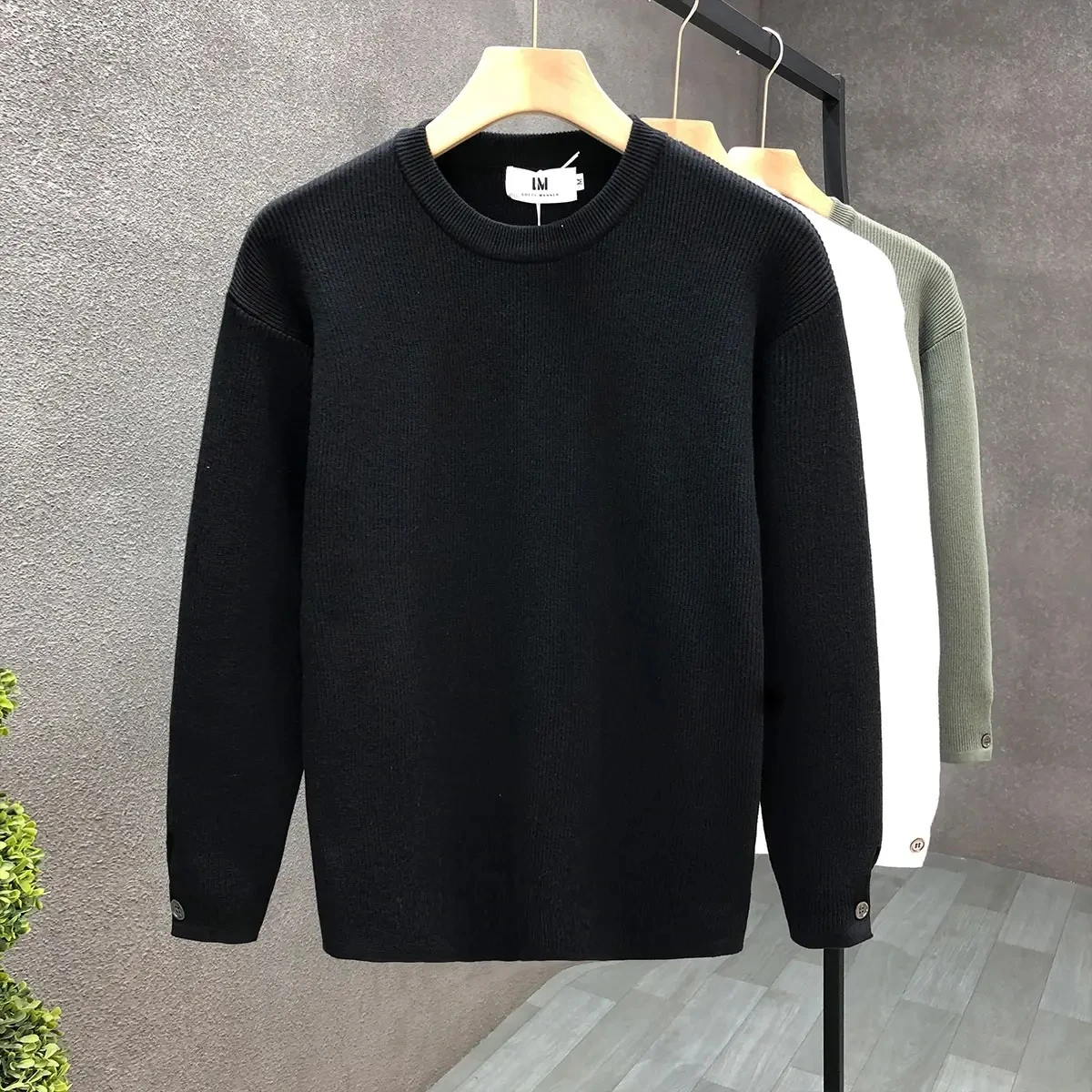 Men's Sweater Casual Striped Pullover Sweaters Fall Winter Sweater Crewneck Sweatshirts