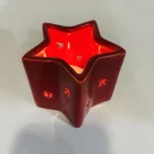Porcelain Holder Good Quality Hollow Out Star Shape Red Porcelain Candle Holder