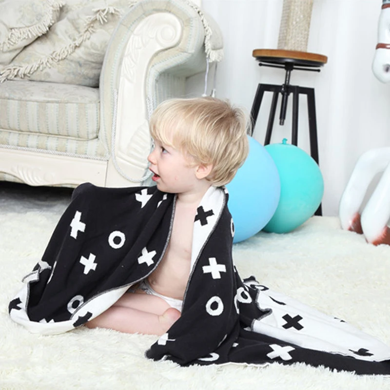 product super soft 100 cotton double jacquard knitted throw baby blanket for sleeping warm comfortable cozy sofa bed oeko tex-61